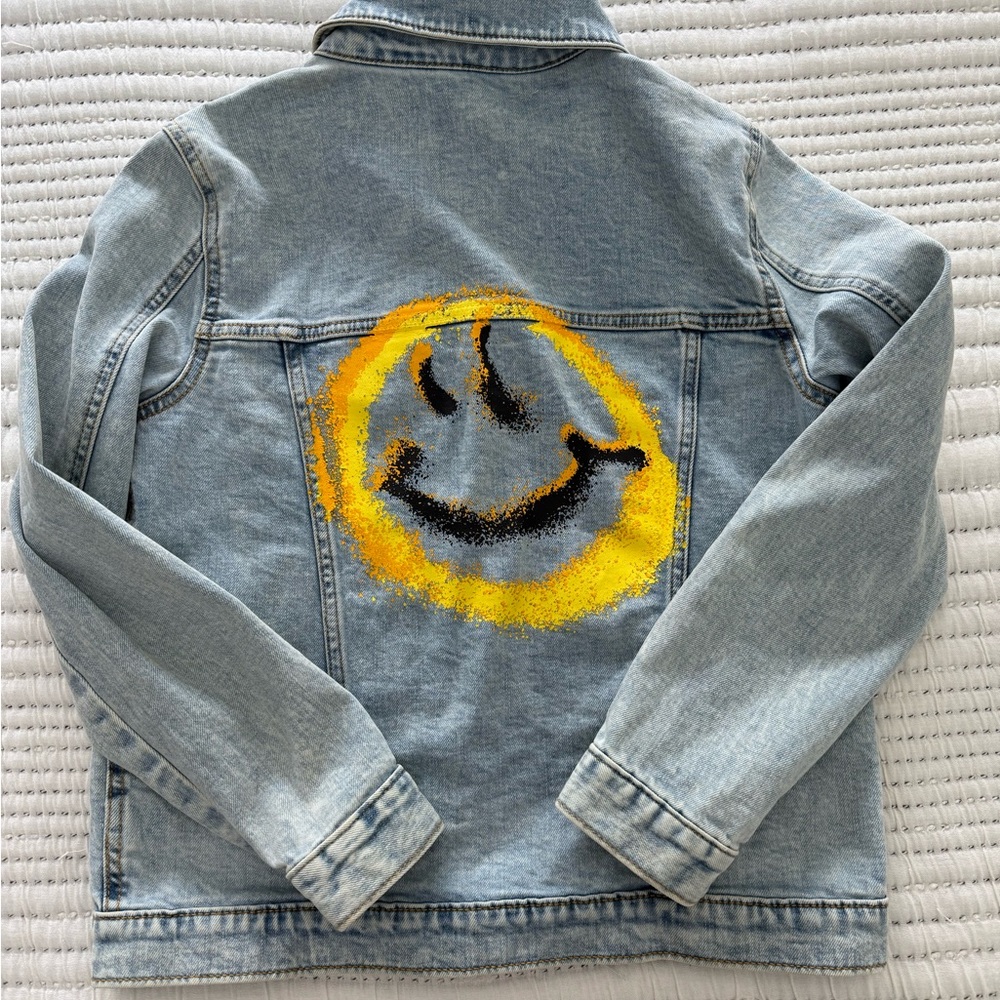 Treasure & Bond Kids Smiley Face Denim Jacket